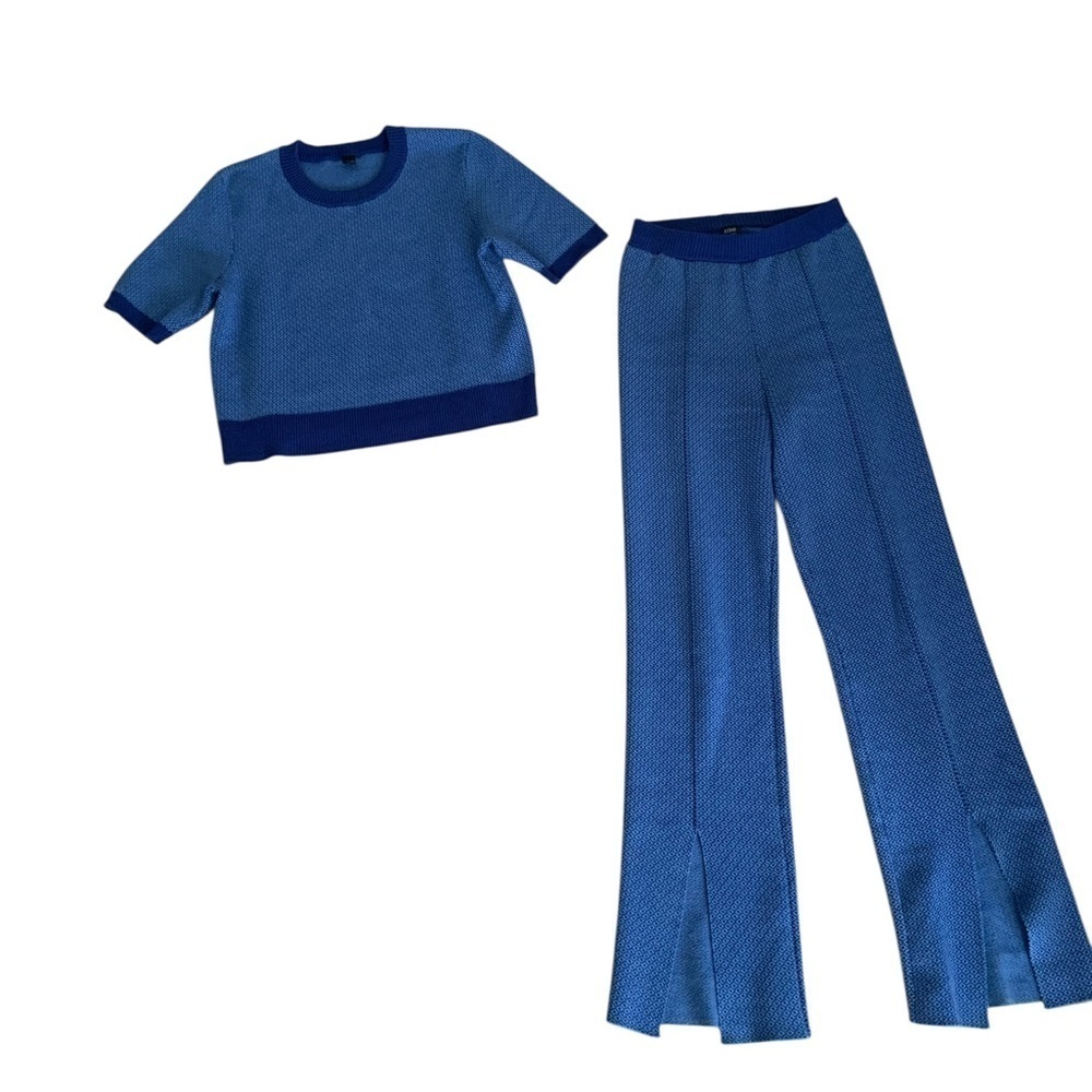 Simons Blue Knit Flare set   Pants & Top Set   Small